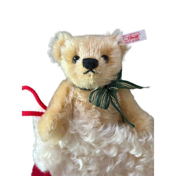 Steiff Plush Stuffed Animal Bear Mohair Christmas 2004 with stocking 037740 - Picture 12 of 12